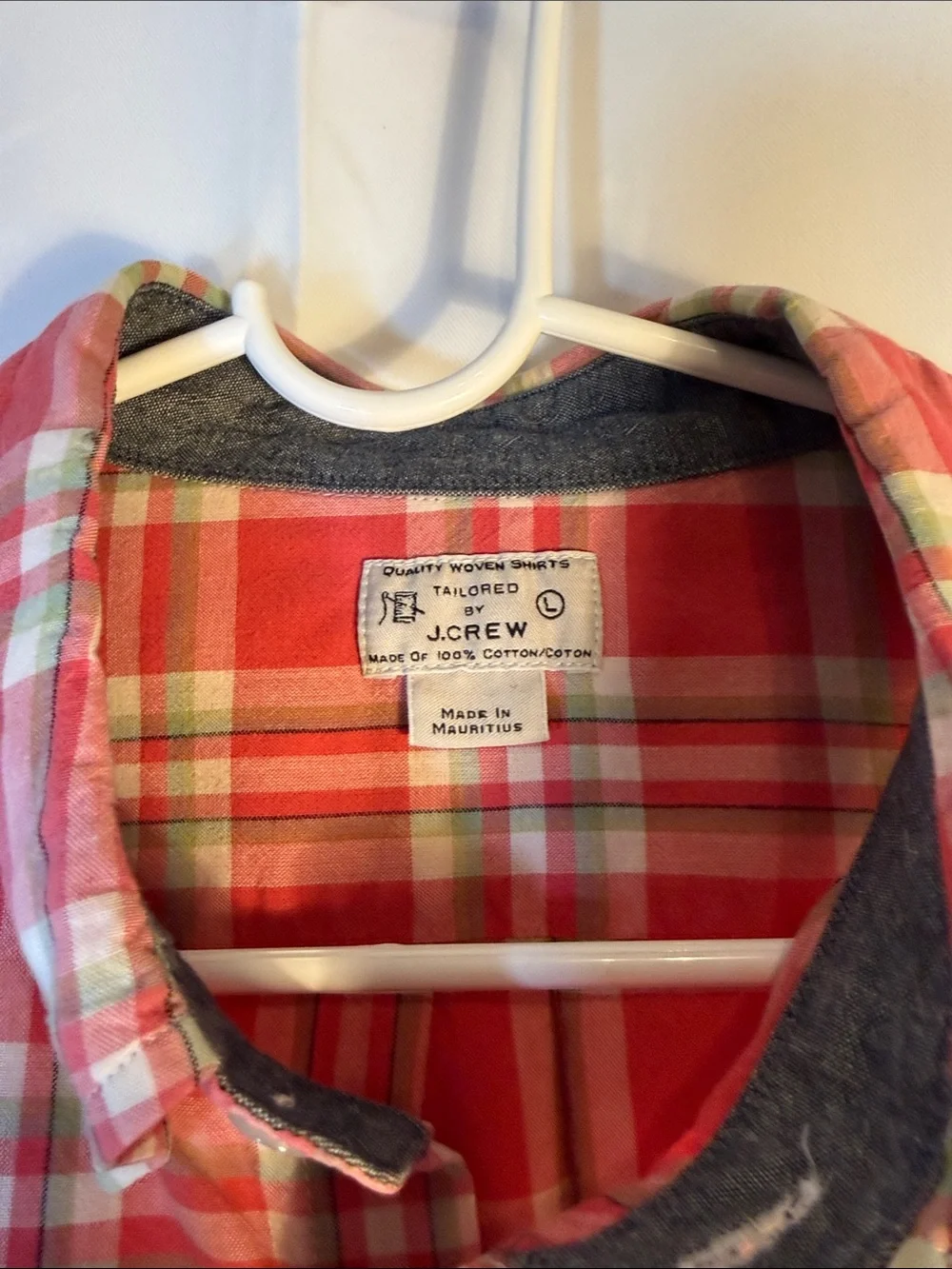 J. Crew Red Green White Plaid Button-Down Shirt